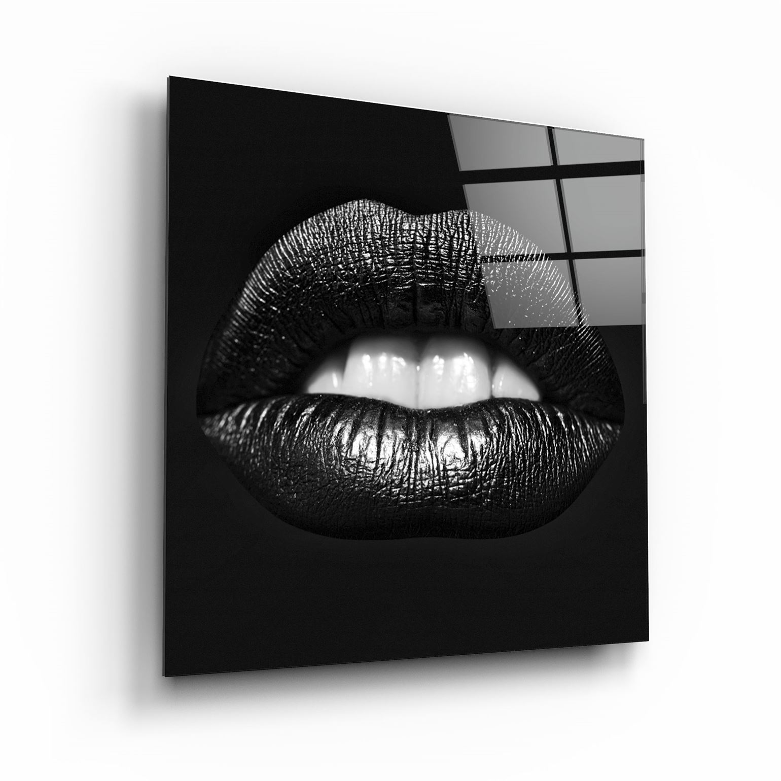 ・"Black Lips"・Glass Wall Art | Artdesigna Glass Printing Wall Arts.