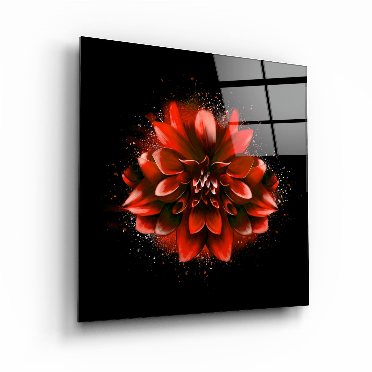 ・"Red Flower"・Glass Wall Art | Artdesigna Glass Printing Wall Arts.