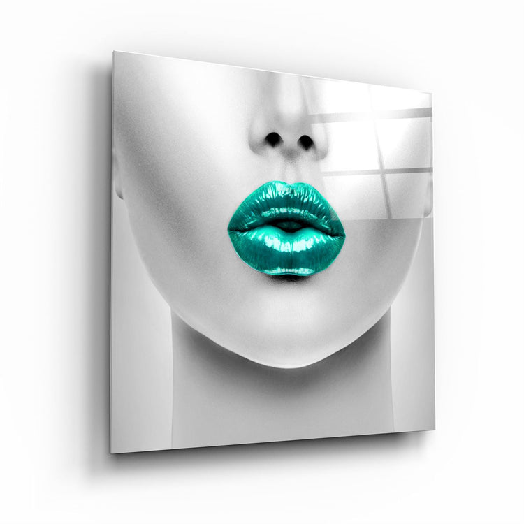 ・"Green Lips"・Glass Wall Art | Artdesigna Glass Printing Wall Arts.