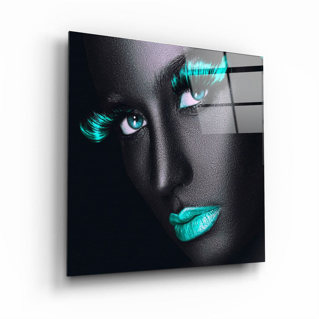 ・"Green Lips and Eyes"・Glass Wall Art | Artdesigna Glass Printing Wall Arts.