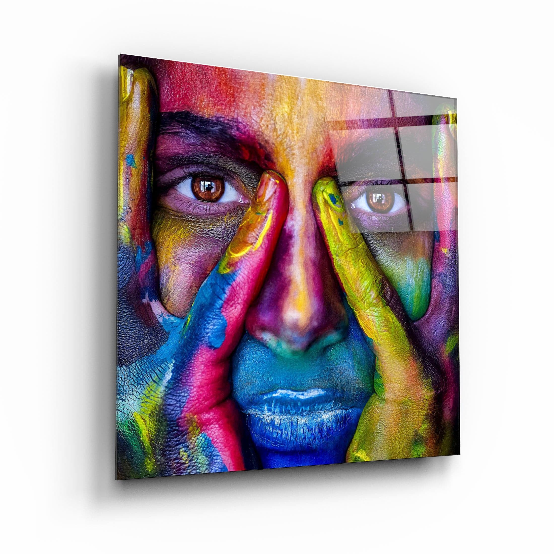 ・"Abstract Colorful Face"・Glass Wall Art | Artdesigna Glass Printing Wall Arts.