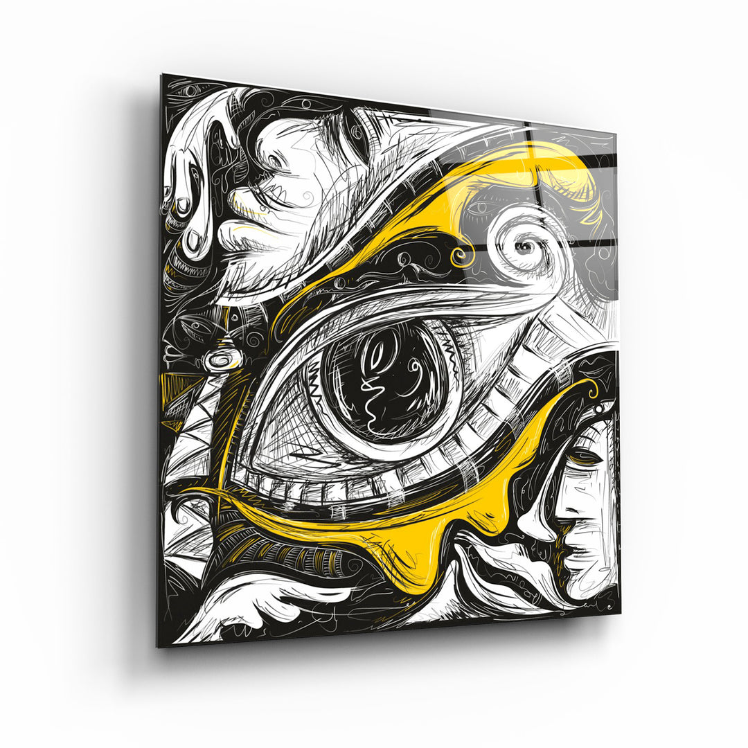 ・"Abstract Faces and Eyes"・Glass Wall Art | Artdesigna Glass Printing Wall Arts.