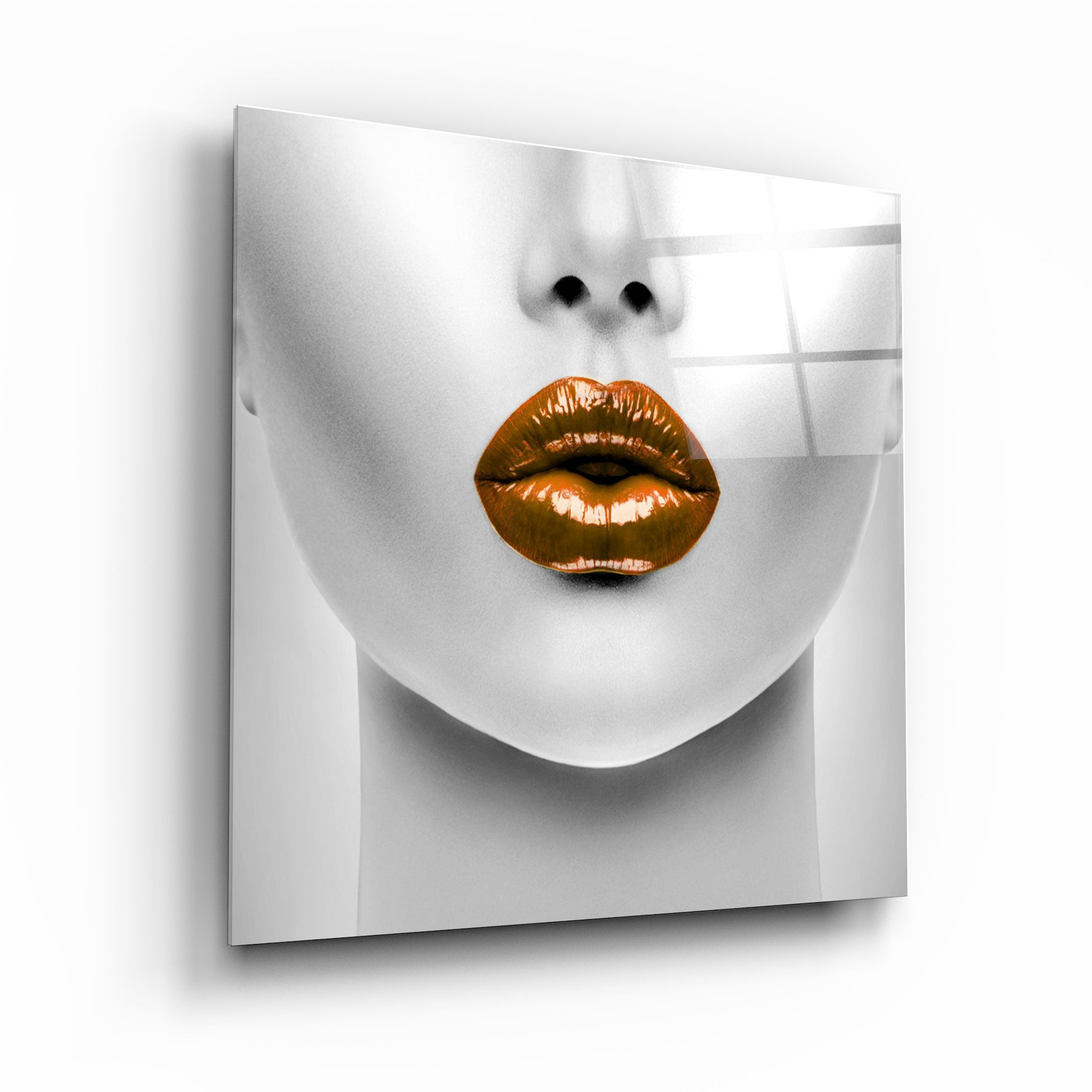 ・"Orange Lips"・Glass Wall Art | Artdesigna Glass Printing Wall Arts.