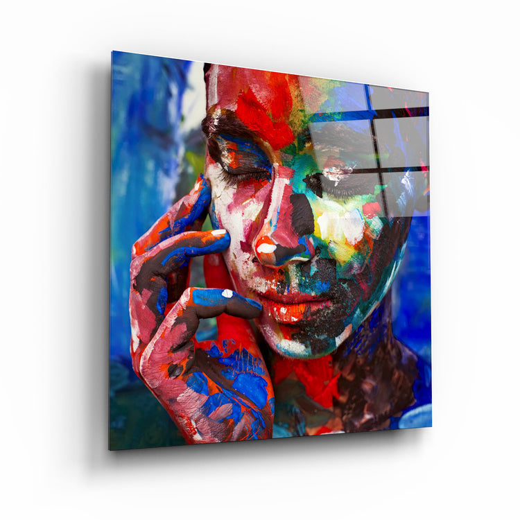 ・"Abstract Colors Woman Portrait"・Glass Wall Art | Artdesigna Glass Printing Wall Arts.