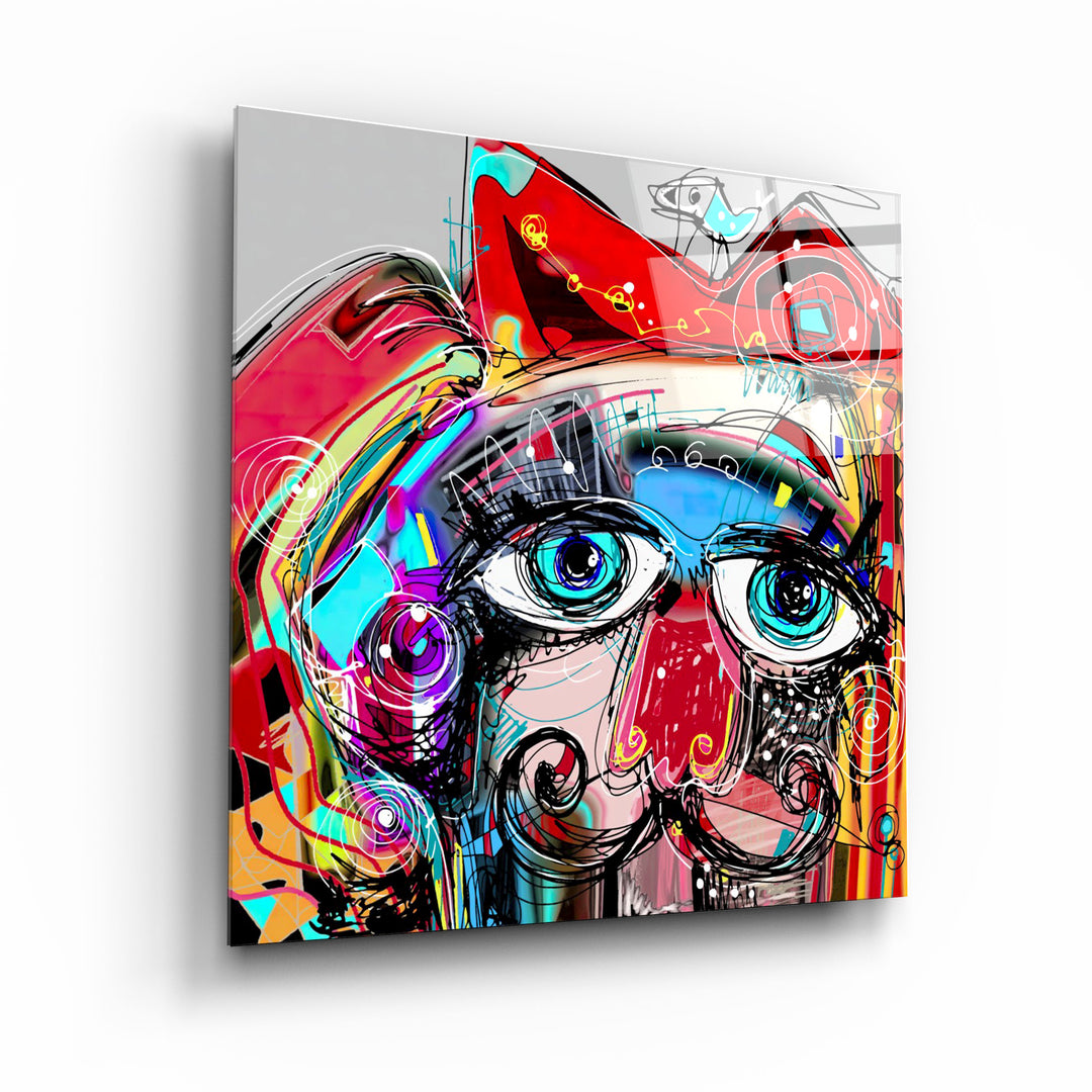 ・"Abstract Colorful Portrait"・Glass Wall Art | Artdesigna Glass Printing Wall Arts.