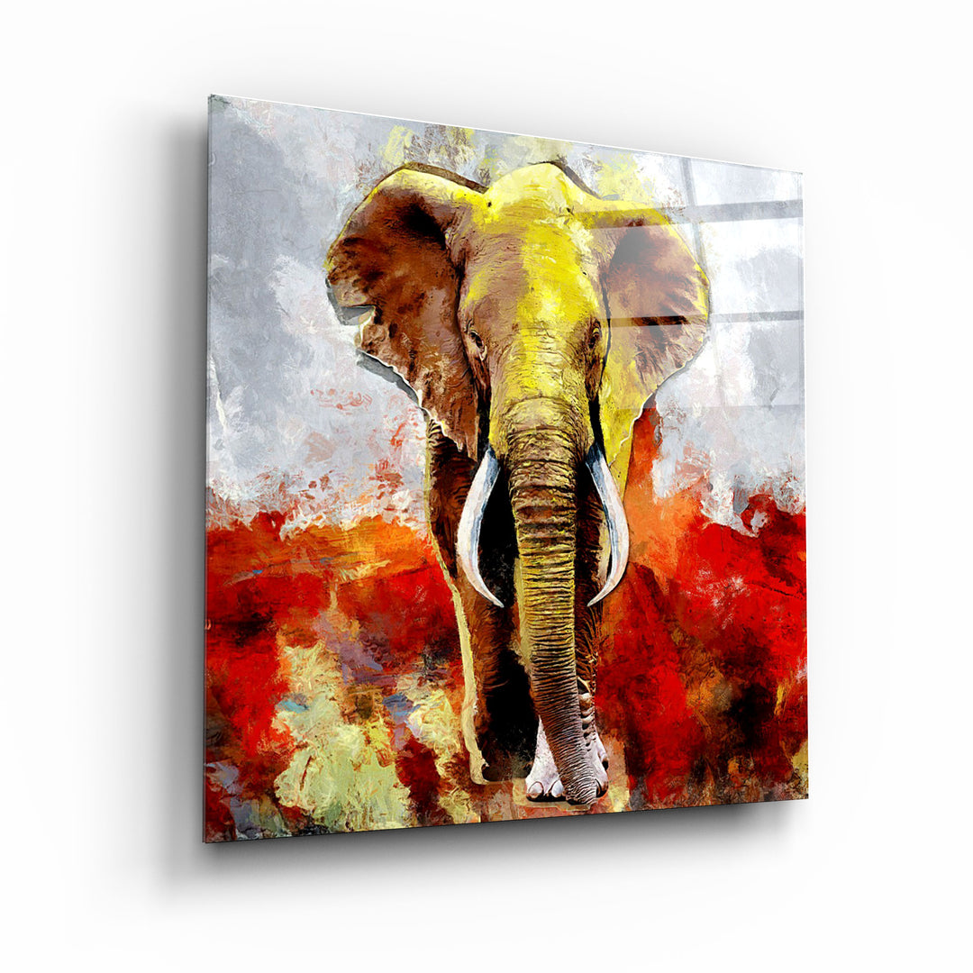 ・"Abstract Colorful Elephant"・Glass Wall Art | Artdesigna Glass Printing Wall Arts.