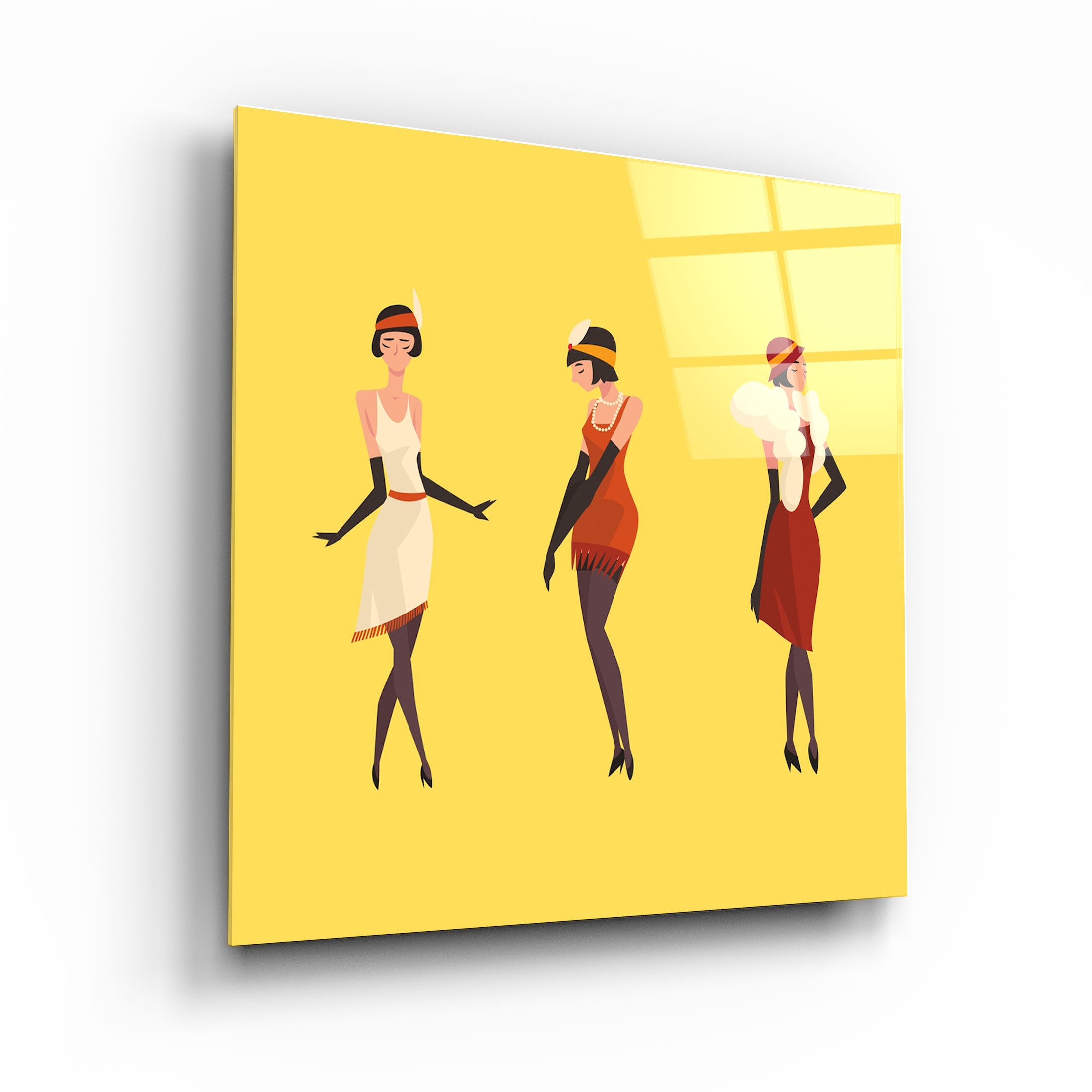 ・"Three Women In The Yellow"・Glass Wall Art | Artdesigna Glass Printing Wall Arts.