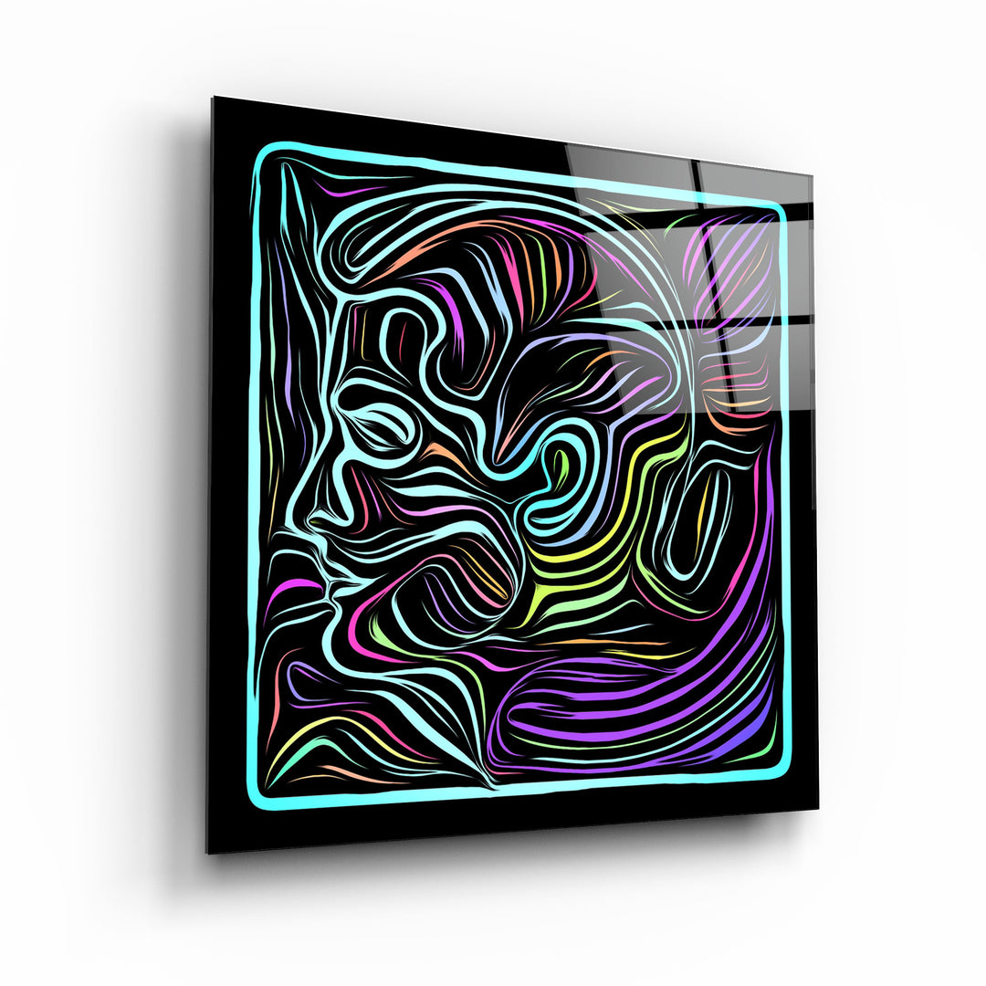 ・"Rainbow Line Faces"・Glass Wall Art | Artdesigna Glass Printing Wall Arts.