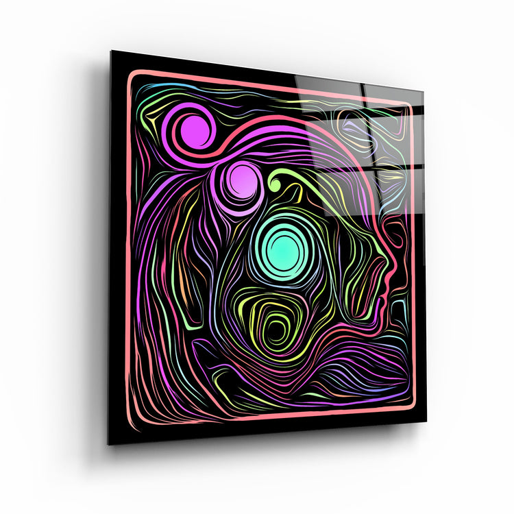 ・"Rainbow Line Faces V2"・Glass Wall Art | Artdesigna Glass Printing Wall Arts.