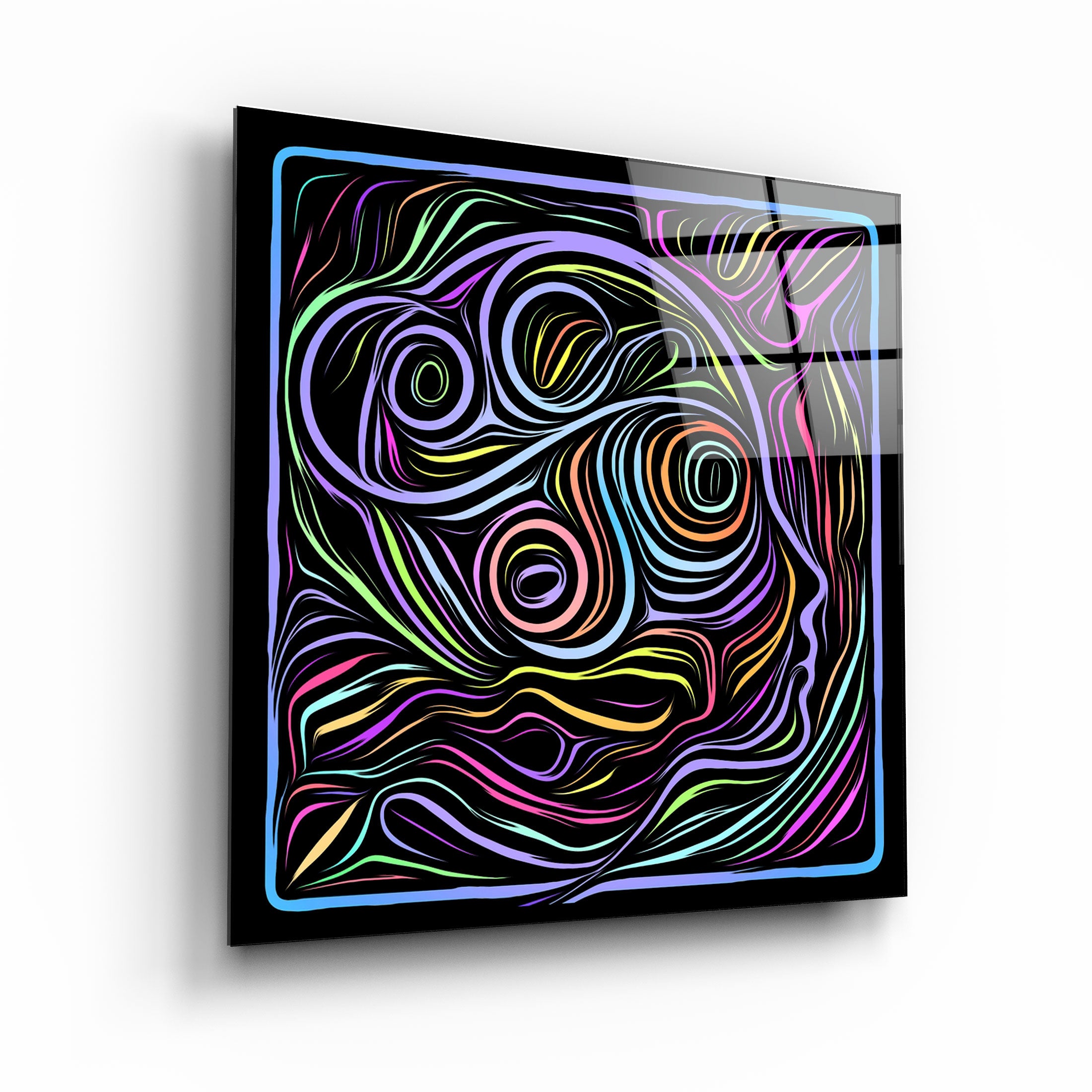 ・"Rainbow Line Faces V3"・Glass Wall Art | Artdesigna Glass Printing Wall Arts.