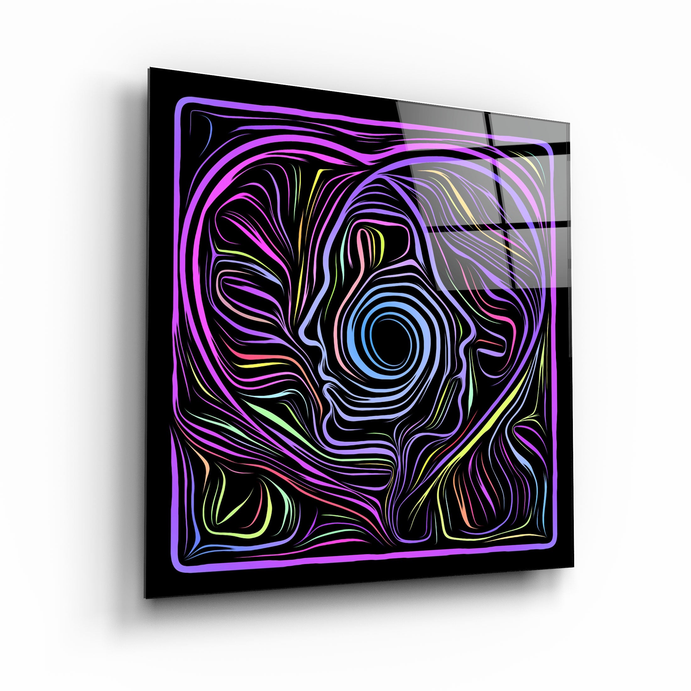 ・"Rainbow Line Faces V4"・Glass Wall Art | Artdesigna Glass Printing Wall Arts.