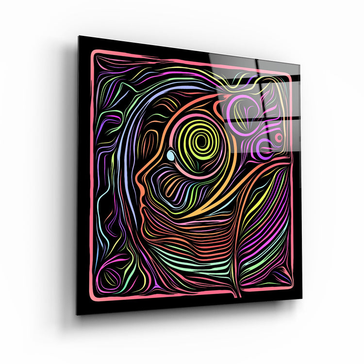 ・"Rainbow Line Faces V5"・Glass Wall Art | Artdesigna Glass Printing Wall Arts.