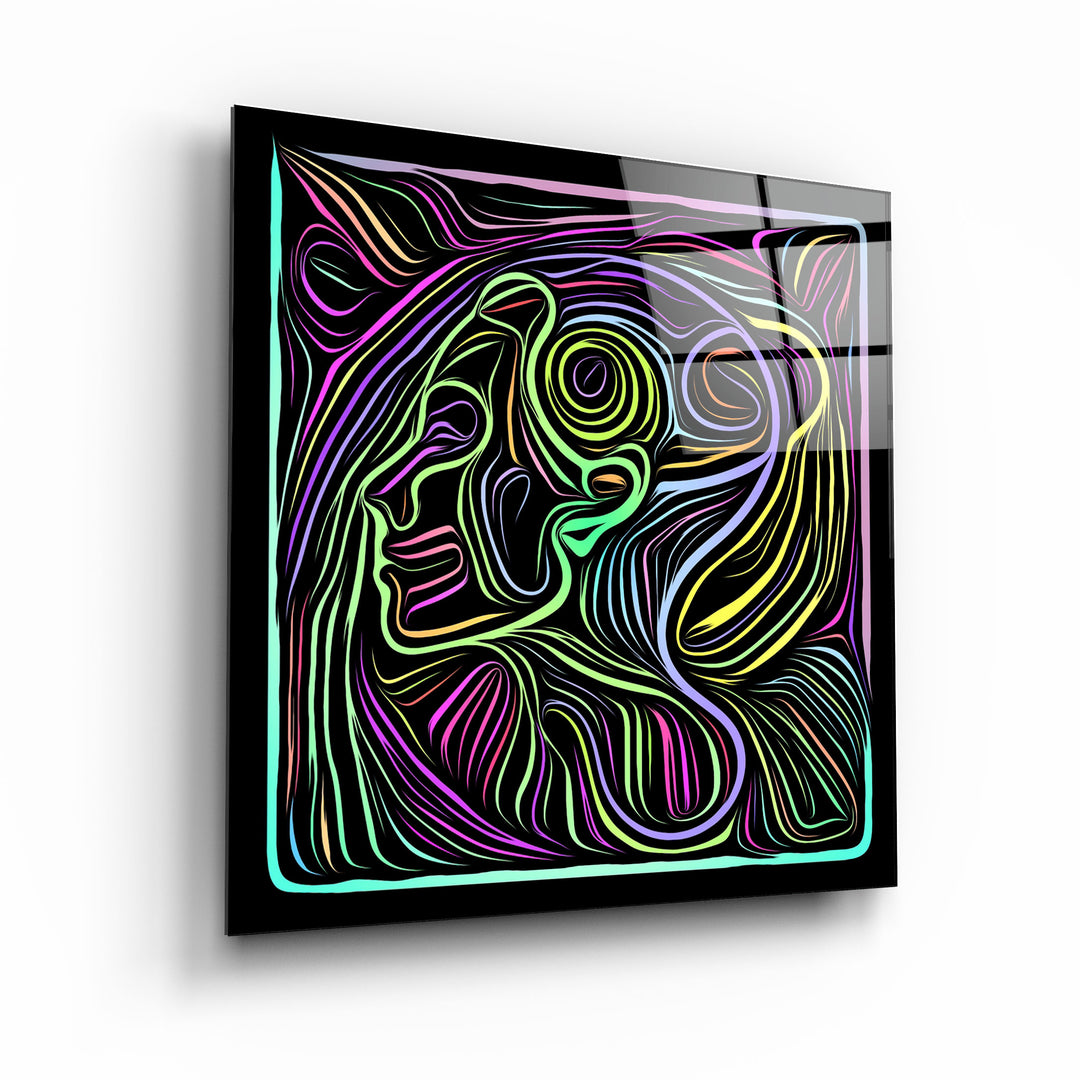 ・"Rainbow Line Faces V7"・Glass Wall Art | Artdesigna Glass Printing Wall Arts.