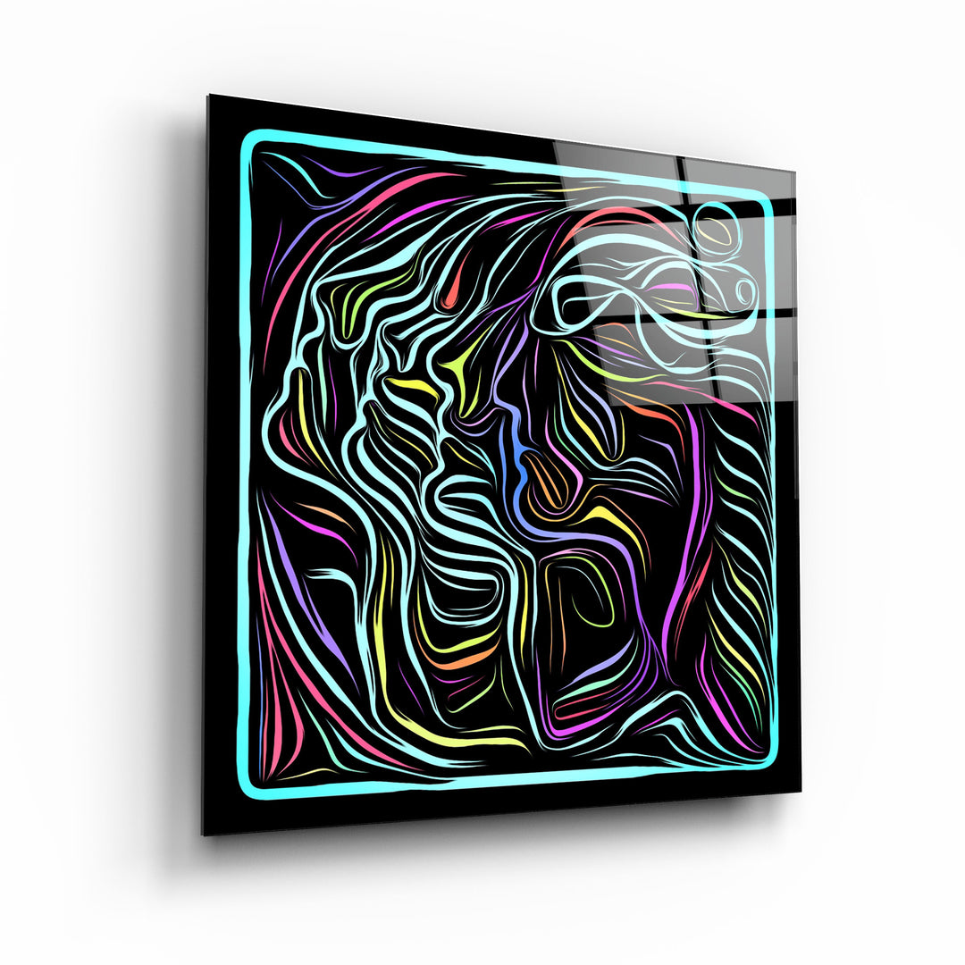 ・"Rainbow Line Faces V8"・Glass Wall Art | Artdesigna Glass Printing Wall Arts.