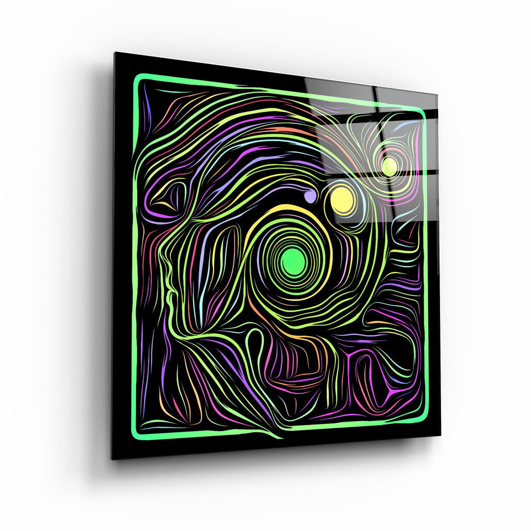 ・"Rainbow Line Faces V9"・Glass Wall Art | Artdesigna Glass Printing Wall Arts.