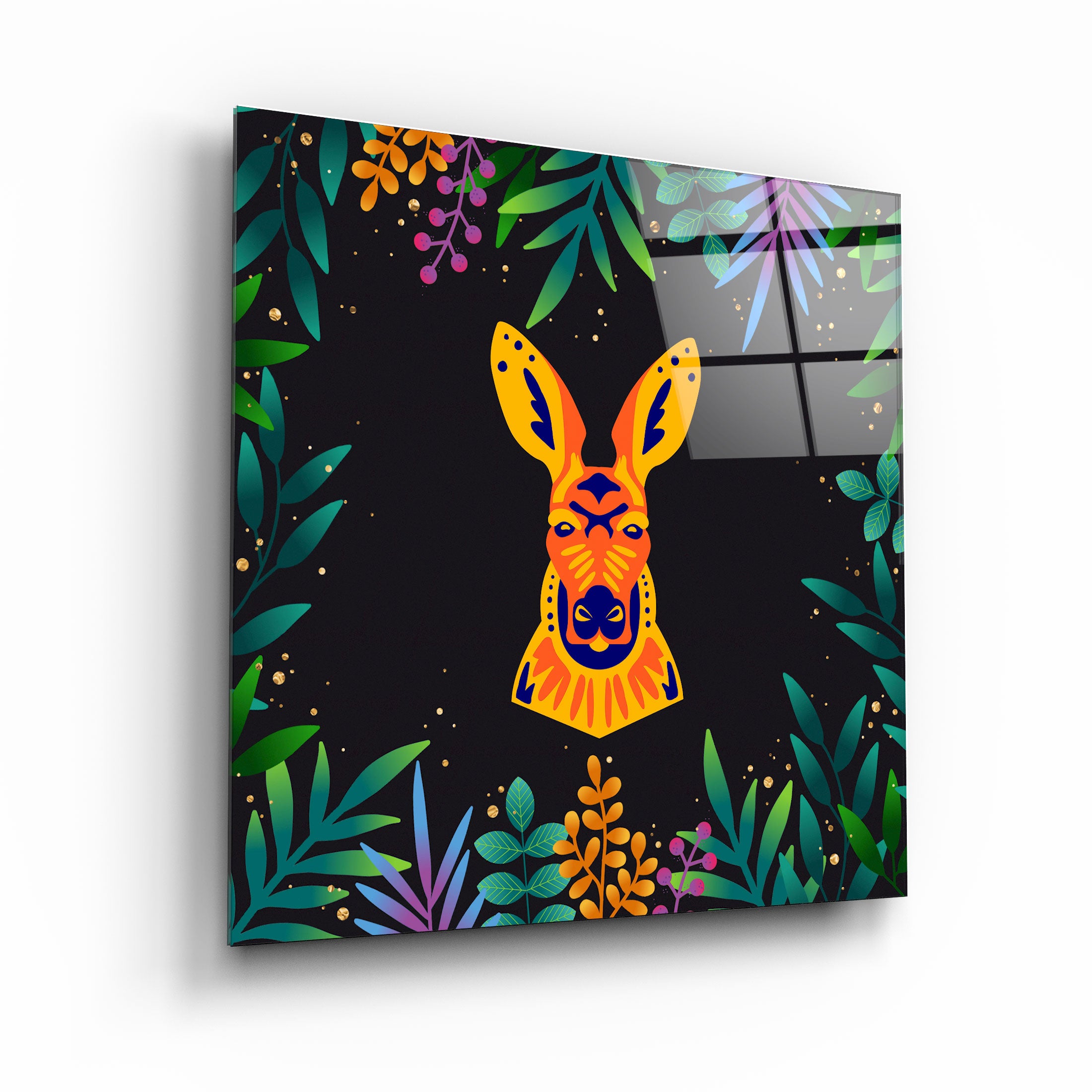・"Animal Republic-Kangaroo"・Designers Collection Glass Wall Art | Artdesigna Glass Printing Wall Arts.