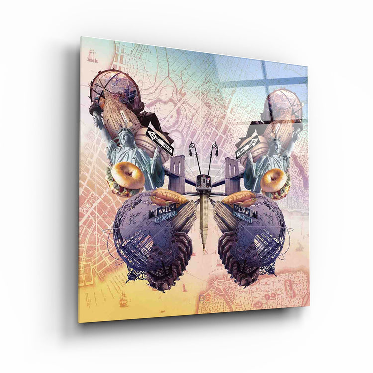 ・"Butterfly NYC"・Designers Collection Glass Wall Art | Artdesigna Glass Printing Wall Arts.