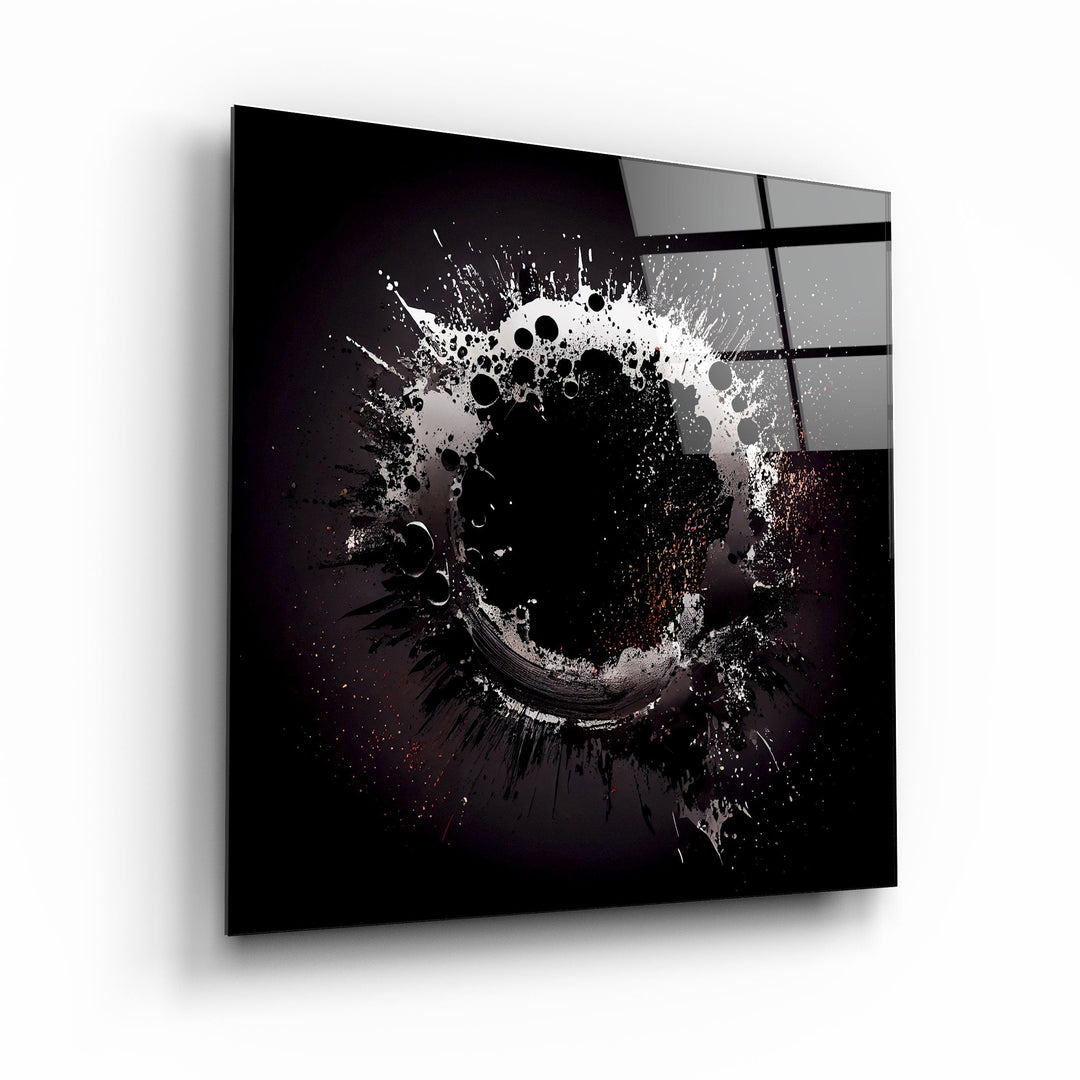 ."Paint Splash Ring-Grey". Designer's Collection Glass Wall Art