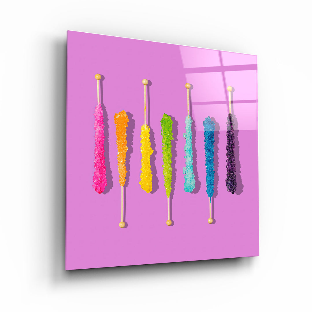 ."Sweet Sticks Retro". Designer's Collection Glass Wall Art