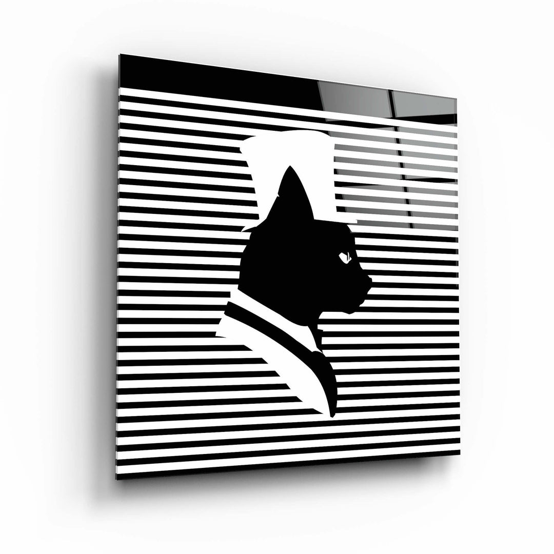 ."Cat and Hat". Designer's Collection Glass Wall Art