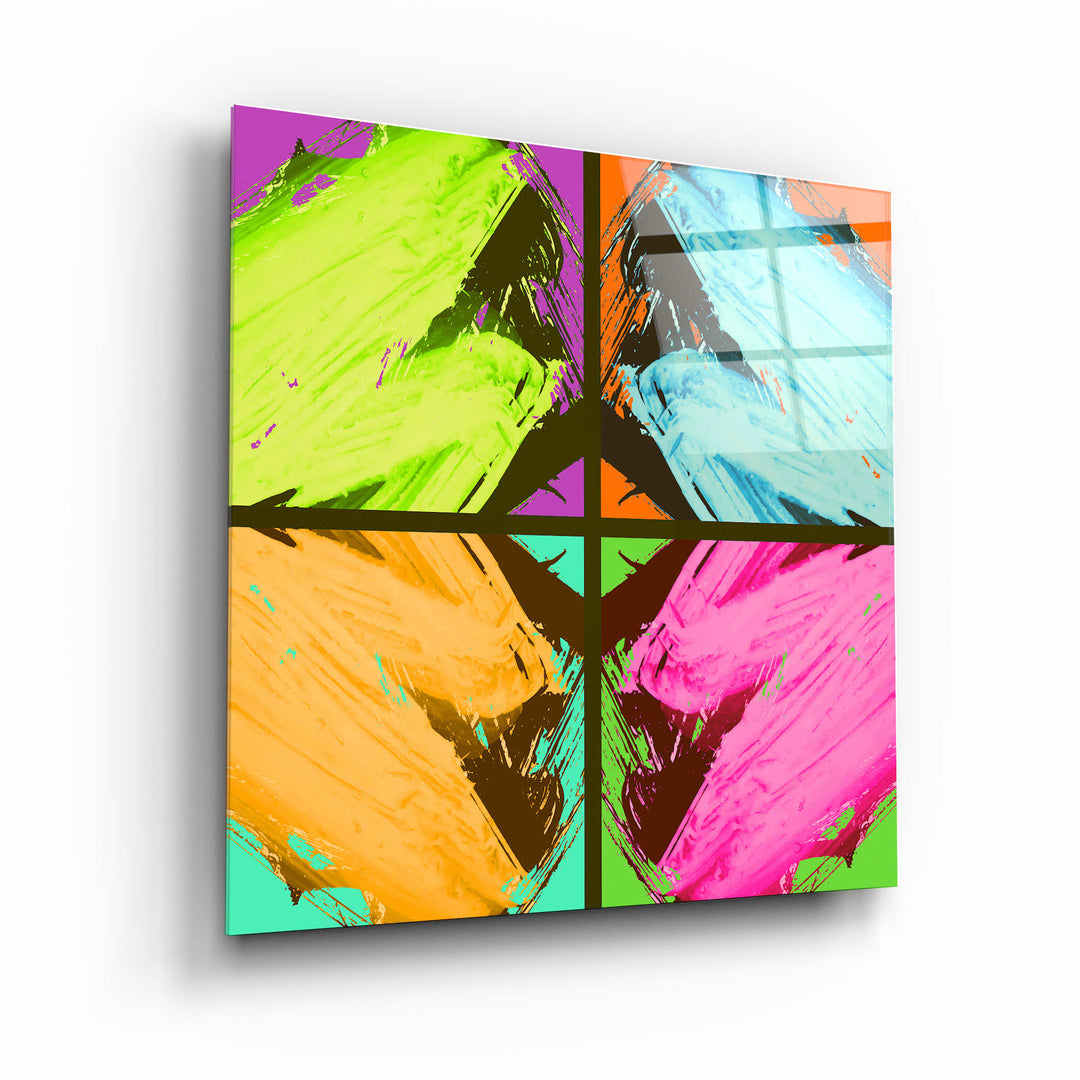 ."POP Art Brush Strokes V1". Designer's Collection Glass Wall Art