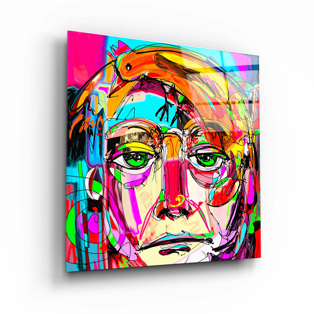 ."Face Illustration-Abstract". Designer's Collection Glass Wall Art