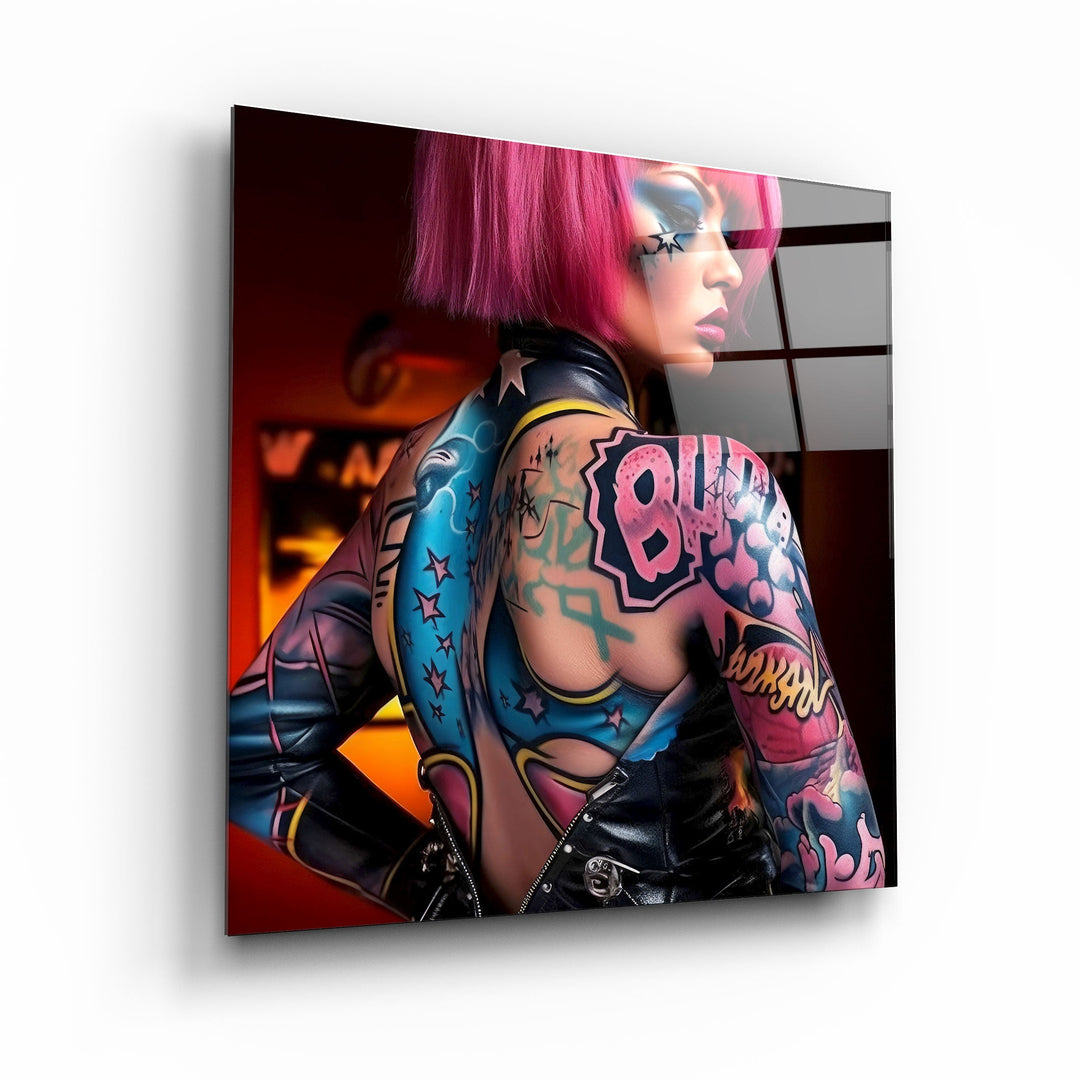 ."Tattooed v2". Designer's Collection Glass Wall Art