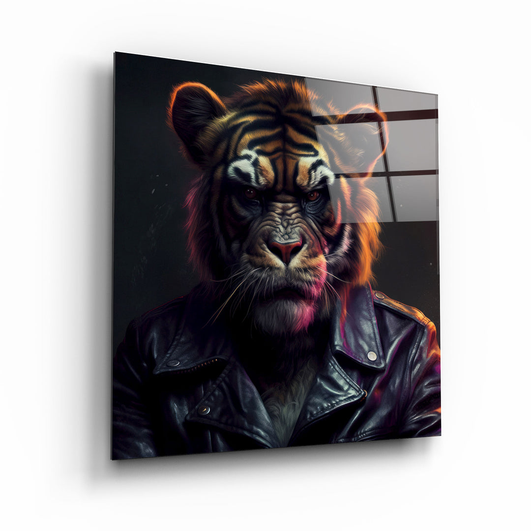 ."Tiger Monkey". Designers Collection Glass Wall Art