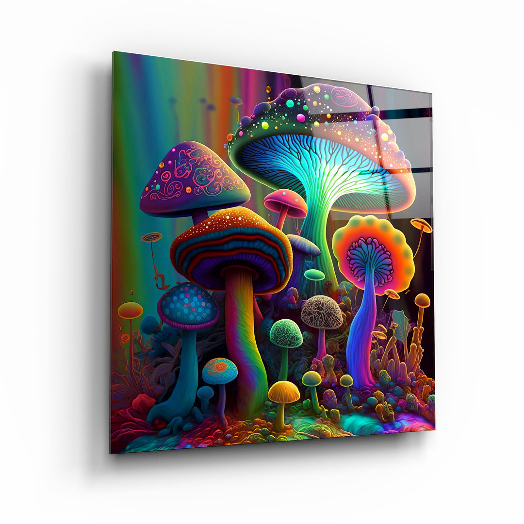 ."Neon Fungies V2". Designer's Collection Glass Wall Art