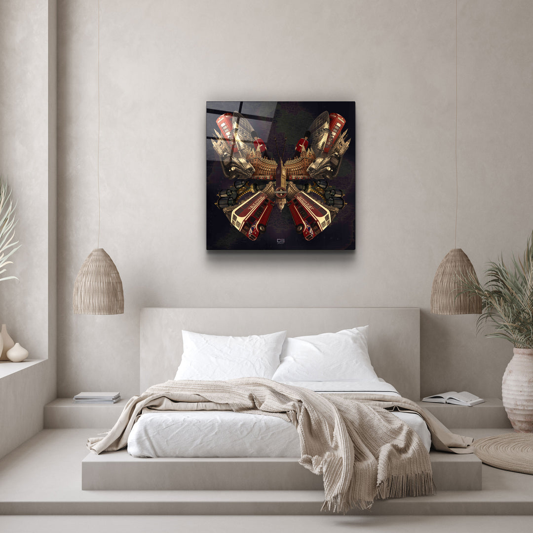 ・"Butterfly London"・Designers Collection Glass Wall Art | Artdesigna Glass Printing Wall Arts.