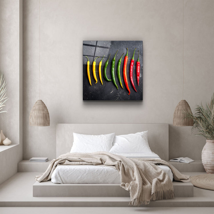 ・"Colorful Peppers"・Glass Wall Art | Artdesigna Glass Printing Wall Arts.