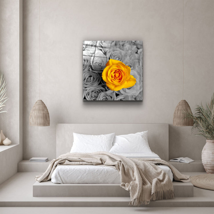 ・"Yellow Rose"・Glass Wall Art | Artdesigna Glass Printing Wall Arts.