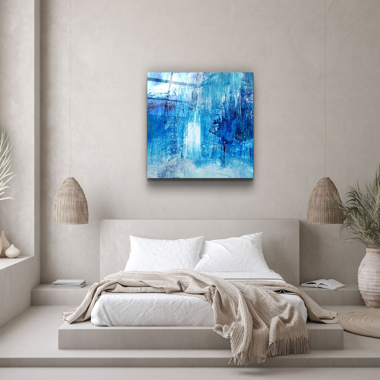 ・"Blue Fall"・Glass Wall Art | Artdesigna Glass Printing Wall Arts.