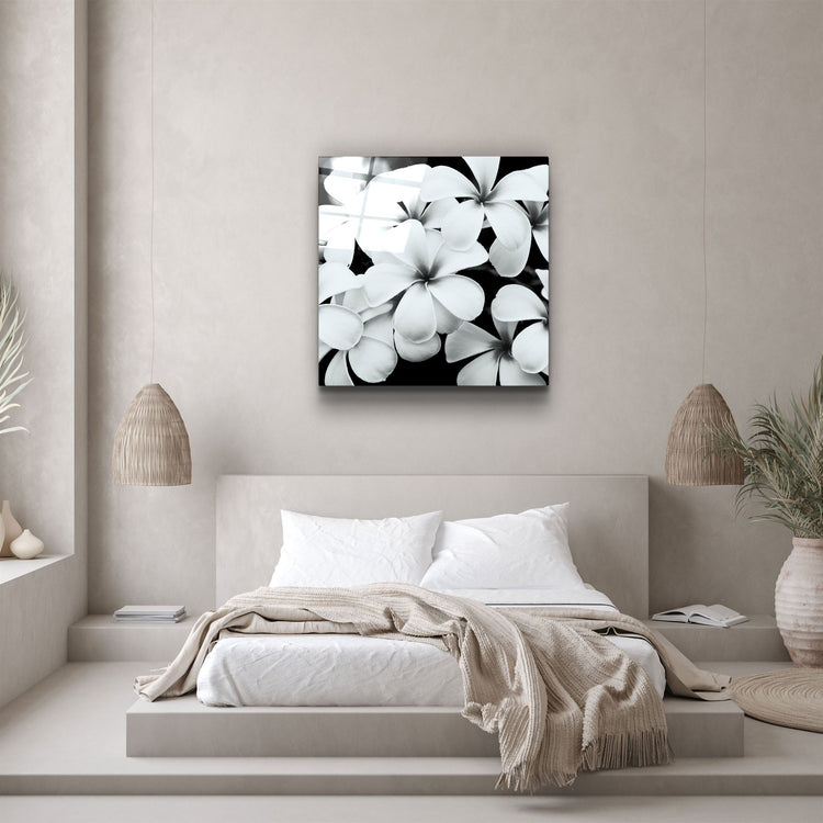 ・"Black and White Flowers"・Glass Wall Art | Artdesigna Glass Printing Wall Arts.