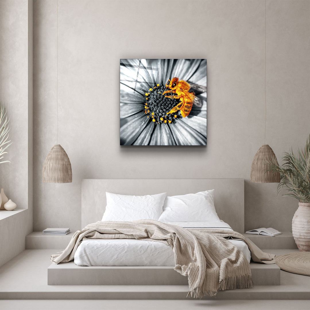 ・"Bee"・Glass Wall Art | Artdesigna Glass Printing Wall Arts.