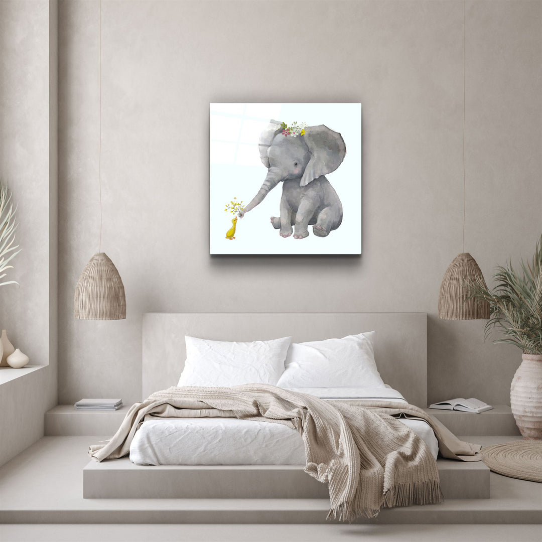 ・"Elephant and Duck"・Glass Wall Art | Artdesigna Glass Printing Wall Arts.