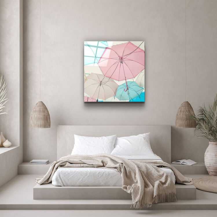 ・"Colorful Umbrellas"・Glass Wall Art | Artdesigna Glass Printing Wall Arts.