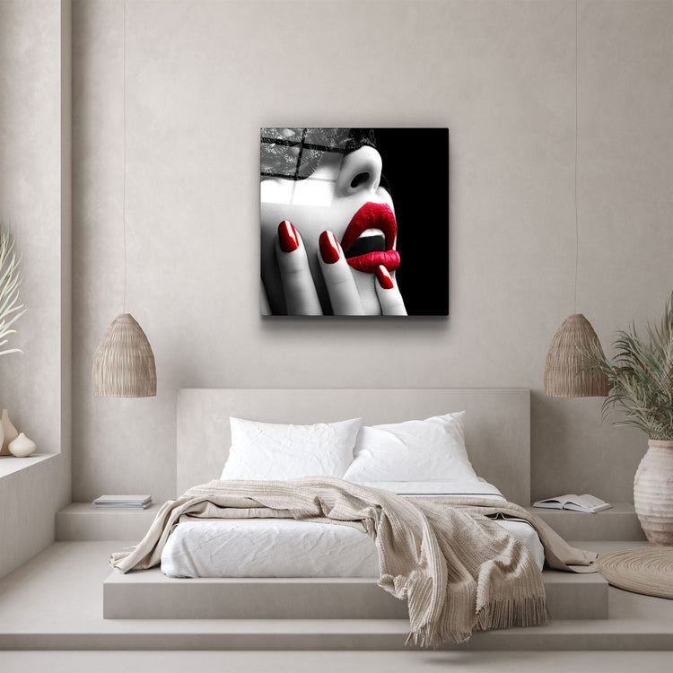 ・"Red Lips"・Glass Wall Art | Artdesigna Glass Printing Wall Arts.