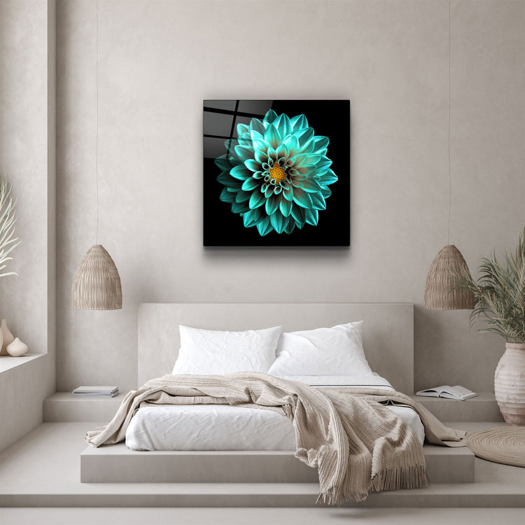 ・"Green Flower"・Glass Wall Art | Artdesigna Glass Printing Wall Arts.