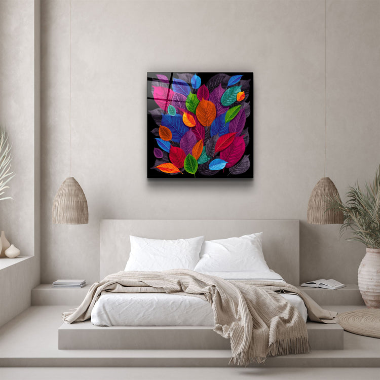 ・"Leaf Feast"・Glass Wall Art | Artdesigna Glass Printing Wall Arts.