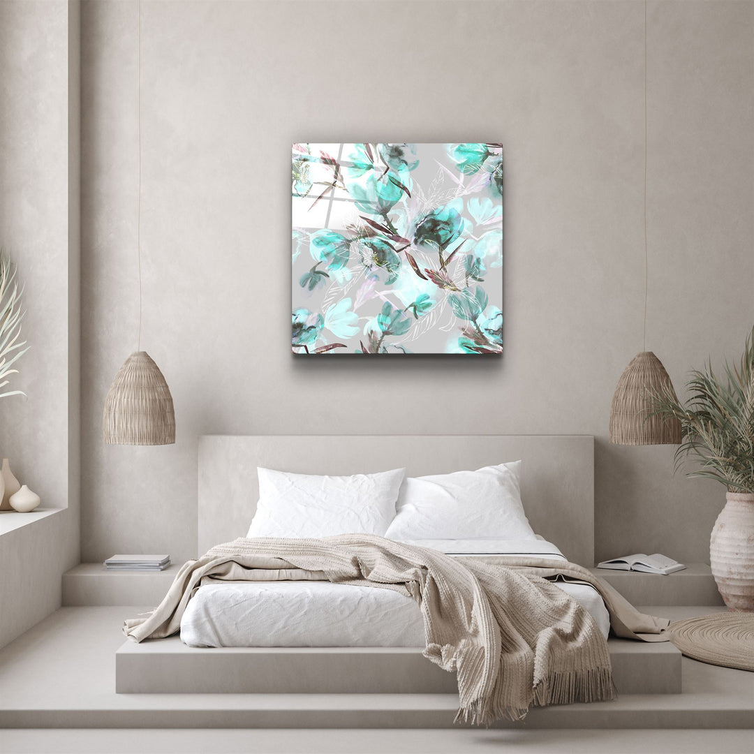 ・"Green Flower"・Glass Wall Art | Artdesigna Glass Printing Wall Arts.