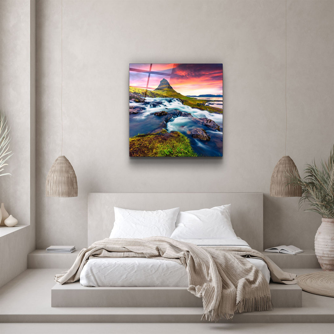 ・"Mountain River Landscape"・Glass Wall Art | Artdesigna Glass Printing Wall Arts.