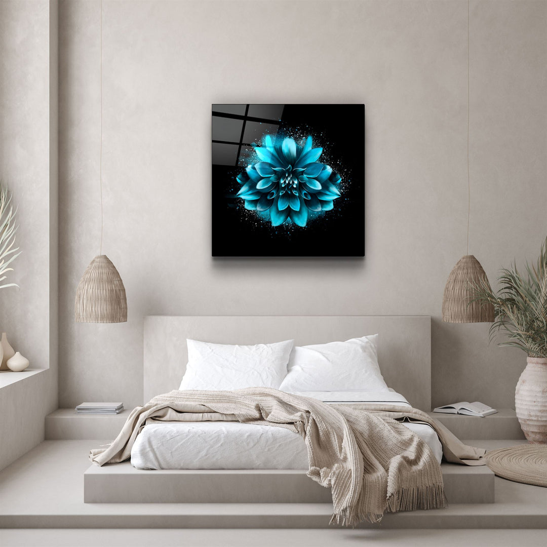 ・"Blue Flower"・Glass Wall Art | Artdesigna Glass Printing Wall Arts.