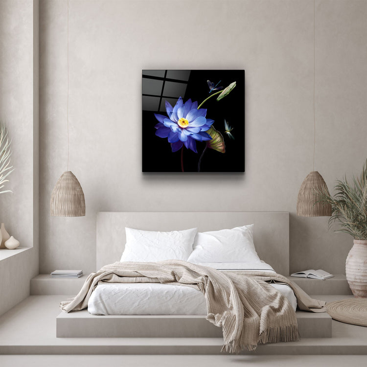 ・"Blue Flower"・Glass Wall Art | Artdesigna Glass Printing Wall Arts.