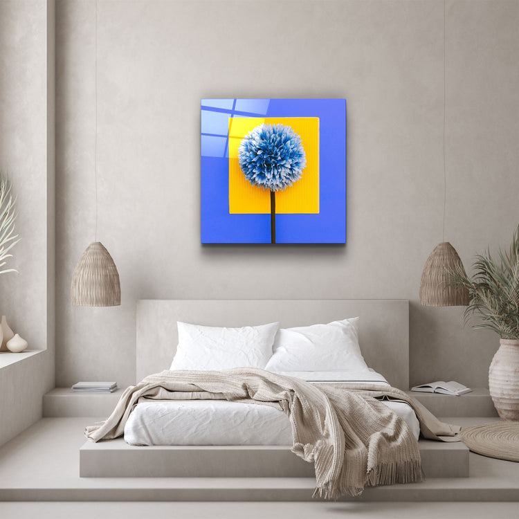 ・"Blue Flower"・Glass Wall Art | Artdesigna Glass Printing Wall Arts.