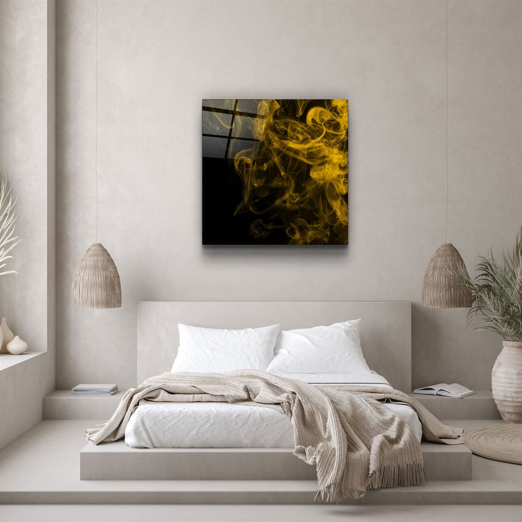 ・"Yellow Smoke"・Glass Wall Art | Artdesigna Glass Printing Wall Arts.