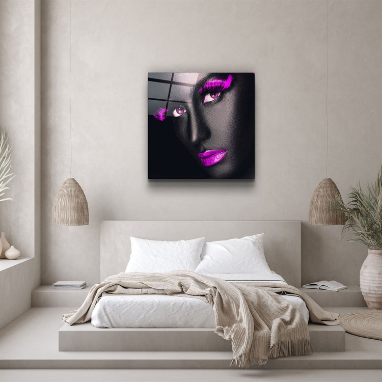 ・"Pink Lips and Eyes"・Glass Wall Art | Artdesigna Glass Printing Wall Arts.