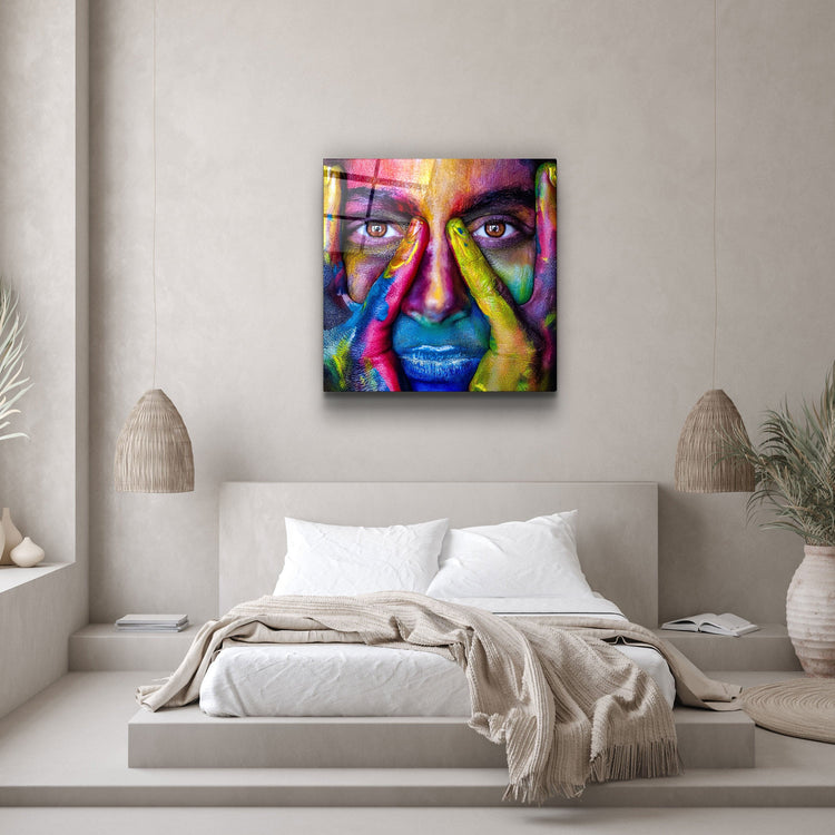 ・"Abstract Colorful Face"・Glass Wall Art | Artdesigna Glass Printing Wall Arts.