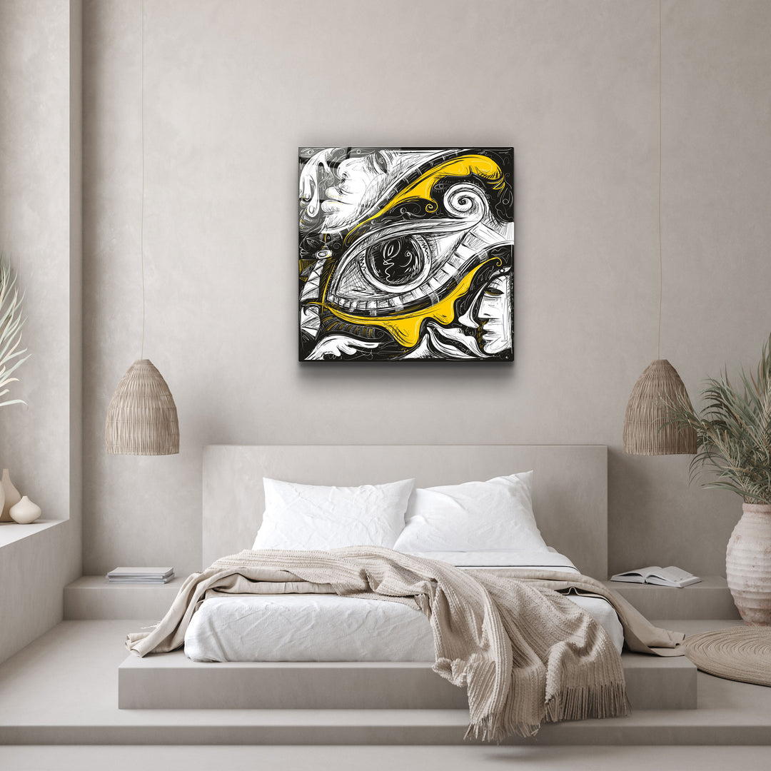 ・"Abstract Faces and Eyes"・Glass Wall Art | Artdesigna Glass Printing Wall Arts.