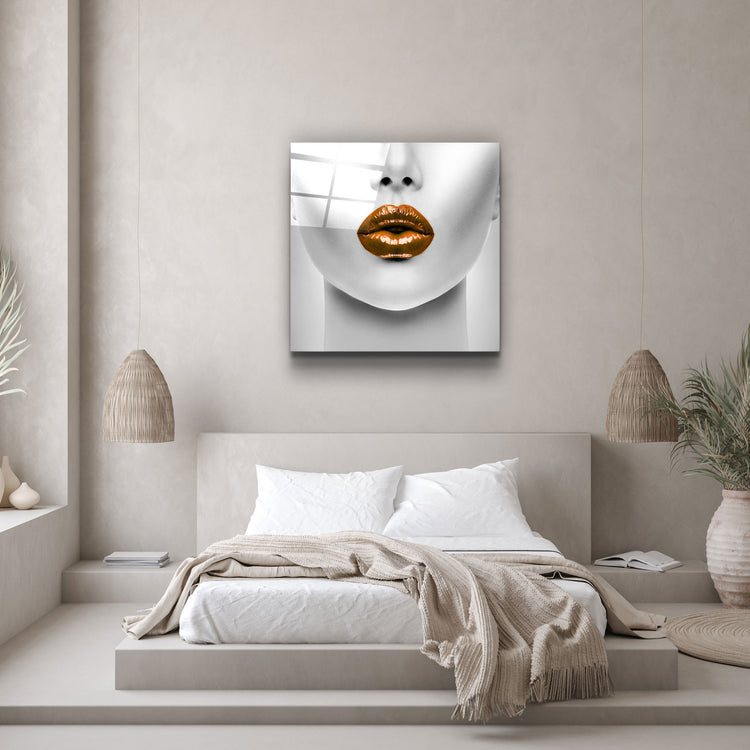 ・"Orange Lips"・Glass Wall Art | Artdesigna Glass Printing Wall Arts.